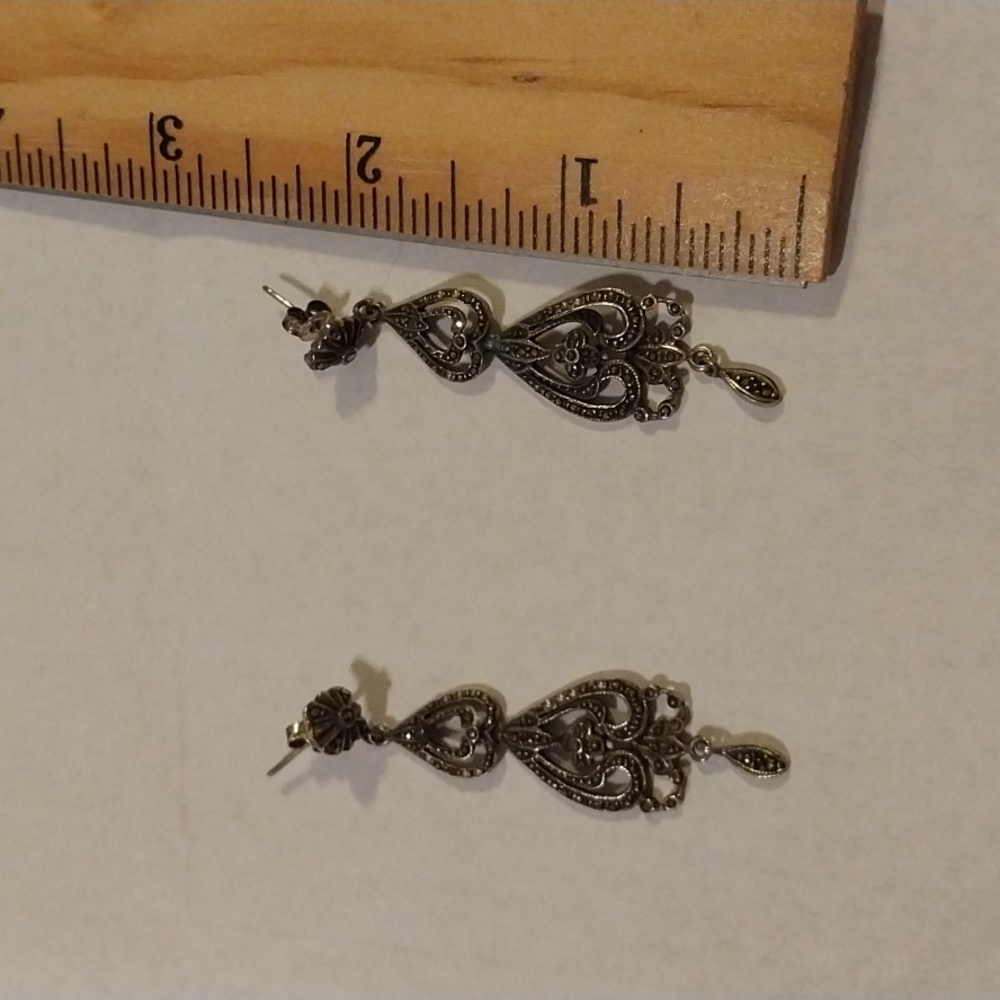 Sterling silver Chandelier Drop earrings set with marcasites